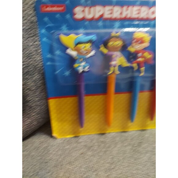 Super Hero Pens Lakeshore Kids Homeschool Classroom Set Of 5 School Writing New - Picture 2 of 10